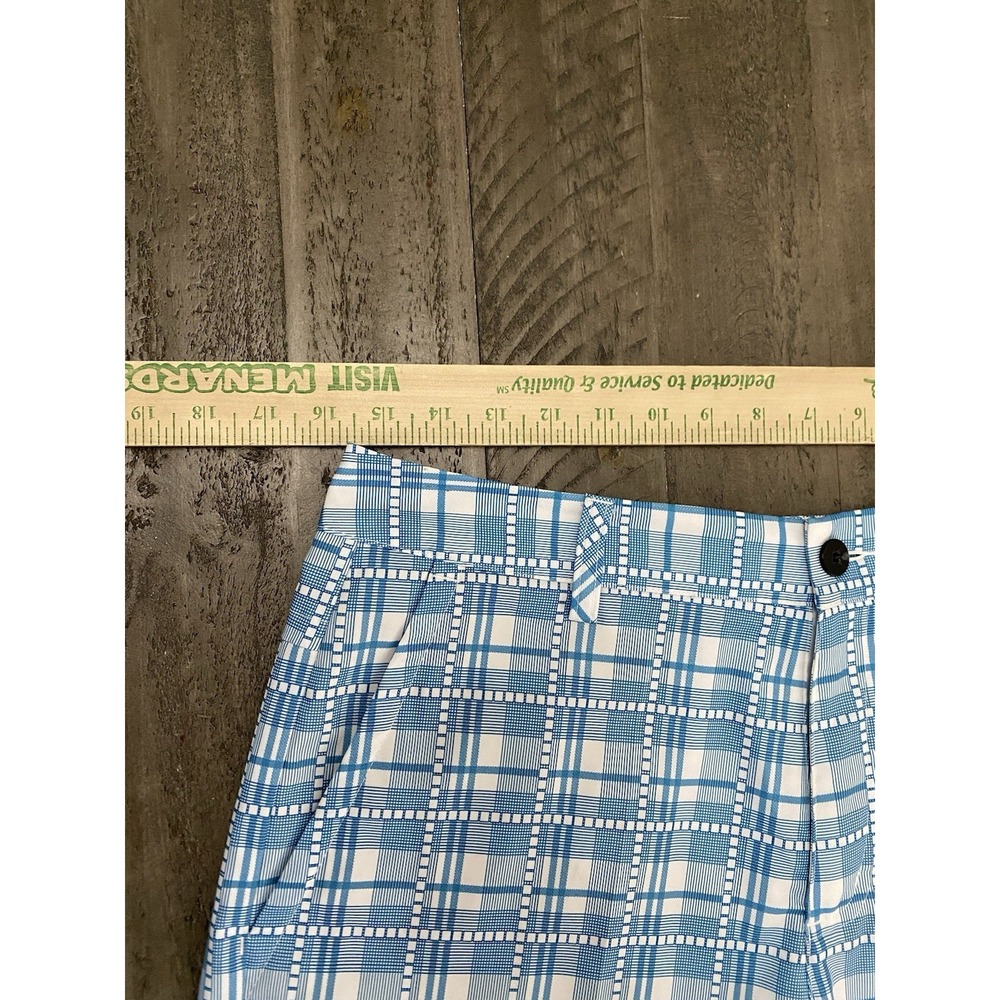 ADIDAS CLIMALITE Men's Flat Front Golf Shorts Blue White Plaid Size 30 02021009 - Picture 2 of 11